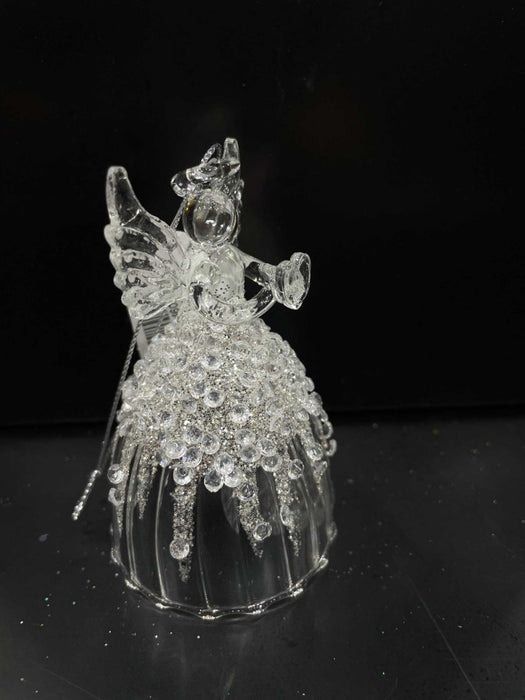 Orn Angel Clear Beaded Glass