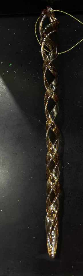 Orn Icicle Amber Glass Spiral 9"