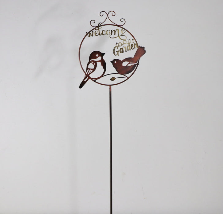 Garden Stake Two Birds Welcome