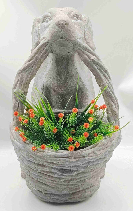 Dog with Basket Planter