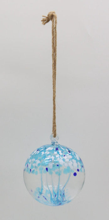 Glass Hanging Ball 6" Winter Ice - Blue