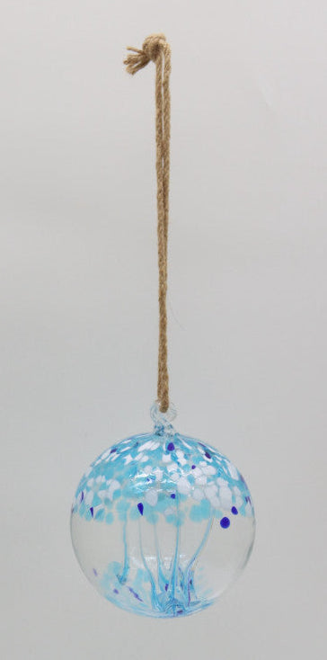 Glass Hanging Ball 6" Winter Ice - Blue