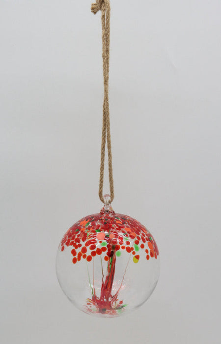 Glass Hanging Ball 6" Autumn Red