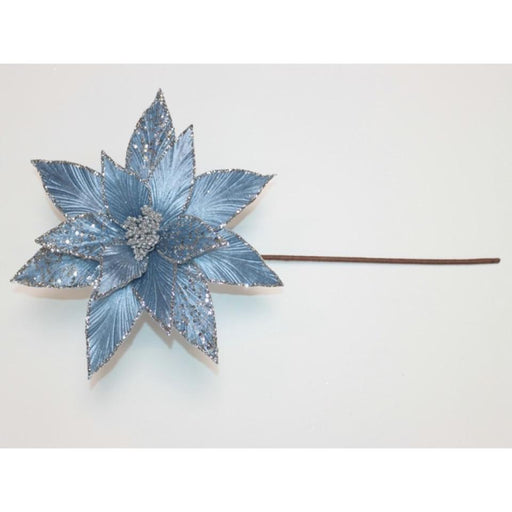 Stem- Poinsettia Glitter Sequin Velvet 21"