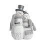 Winter Snowman Couple W/Fur Scarf 10"