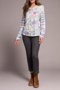 CREW NECK COMBO PRINT KNIT TOPCHERRYPINK