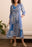 COMBO PRINT DRESS W/ CUTS - ULTRABLUE