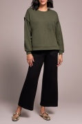 CREW NK PULLOVER W/SIDE SLITS AND WASH -SPRUCE