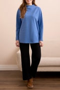 FUNNEL NECK TUNIC W/ SIDE SLITS-H ULTRABLUE