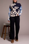KNIT JACQUARD FUNNEL NECK SWEATER-SAPPHIRE