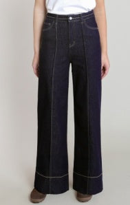 Stitching Detail Denim Pant-Dk Indigo