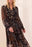 RUSTIC BROWN MIXED PRINT DRAMA DRESS