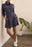 3/4 SLV FUNNEL NK DRESS W/DRAWCORD-SAPPHIRE