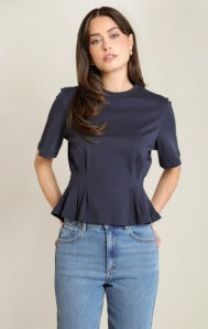 Cinched Waist Tee-Midnight Navy