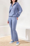 L/S MOCK NECK TOP W/ZIPPERSLATEBLUE