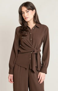 Knotted Shirt-Brown