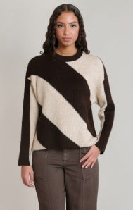 Diagonal Stripe Sweater-Brown/Oat