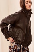 SADDLE BROWN RELAXED MOCK NECK JACKET