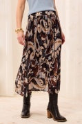 STEEL FLOWY PLISSE PRINTED SKIRT