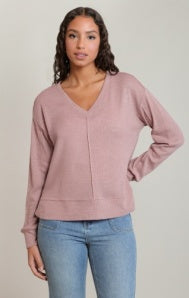V-Neck Knit-Dusty Rose