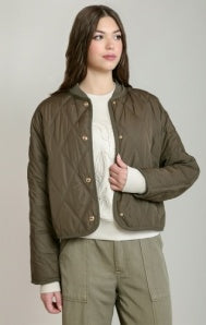 Quilted Jacket-Dk Khaki Green