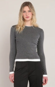 Layered Look Top-Charcoal Heather