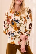 STELLAR PRINTED CABLE COTTON CREW NECK SWEATER
