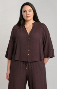 Wide Sleeve Blouse-Dark Chocolate DP