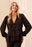 BLACK L/S BLOUSE W/ TIERED HEM