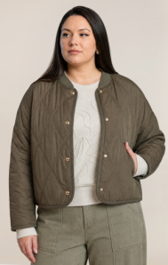 Quilted Jacket-Dk Khaki Green-DP