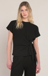 Textured Knot Top-Black
