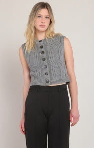 Cable Sweater Vest-Grey
