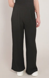 Textured Wide Leg Pant-Black