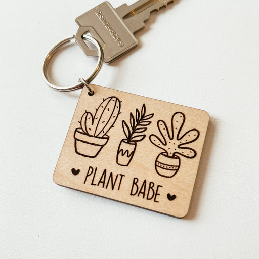 Plant Babe Wooden Keychain