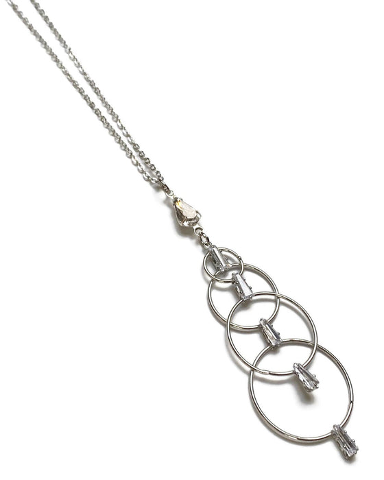 Minimalist Silver Hoops Rhinestone Sparkle Layering Necklace