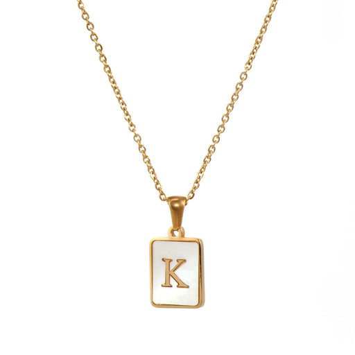 Mio Queena - Square Initial 18K Gold-plated Stainless Steel Necklace: Gold K (including chain)