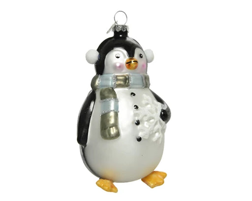 Ornament glass penguin with scarf