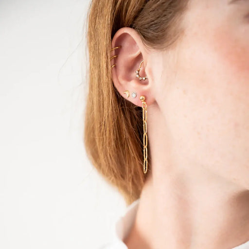 Paperclip Chain Earrings | Gold
