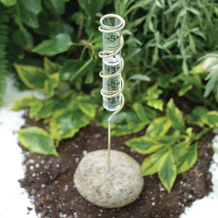 Brass Spiral Rain Gauge, Standing