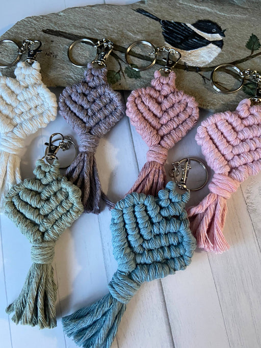 Heart macrame key chain