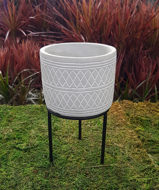Grey Cement Pot with Stand 4.25"