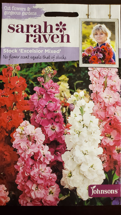 Stock 'Excelsior Mixed' - Seed Packet - Sarah Raven
