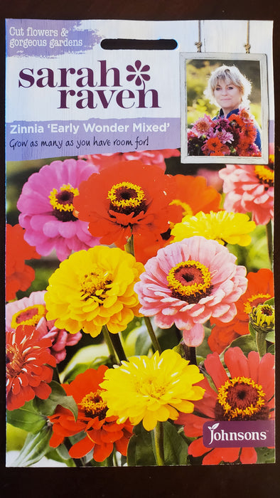 Zinnia 'Early Wonder Mixed' - Seed Packet - Sarah Raven