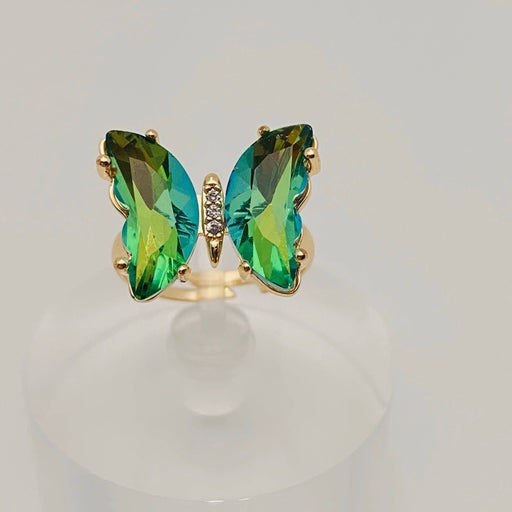 Mio Queena - Gradient Glass Butterfly Ring: 1# Green