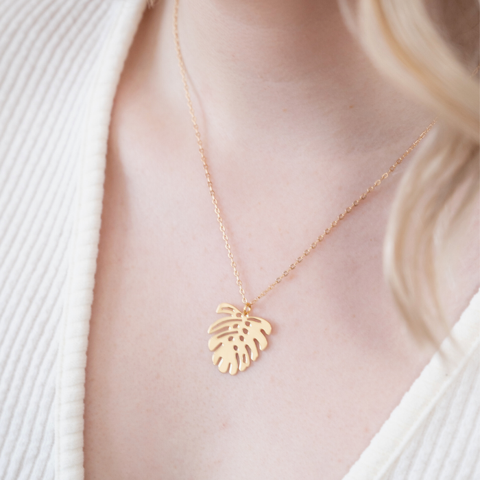 Monstera Leaf Necklace | Gold