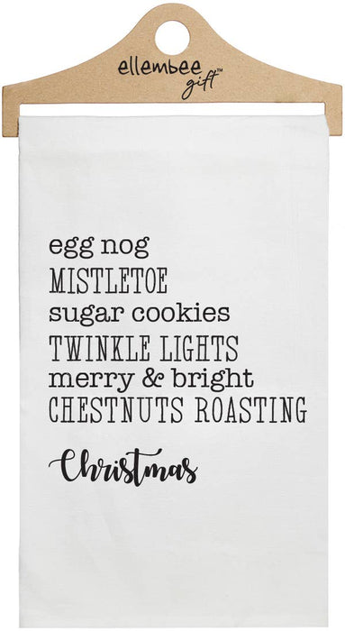 Christmas Egg Nog Mistletoe Favorite Things | White Tea Towel