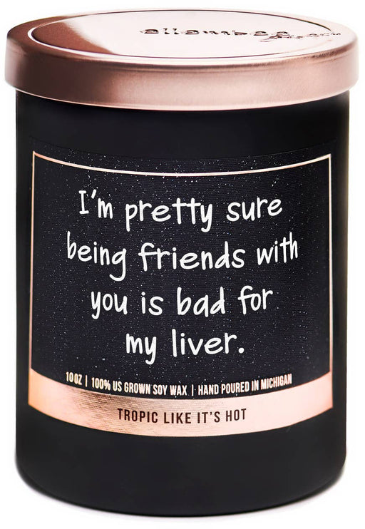 Being friends with you is bad for my liver funny soy candles