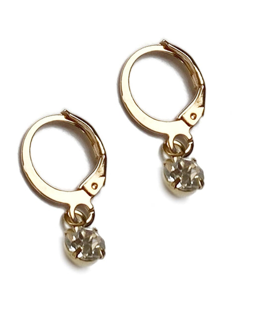 Minimalist Cute Gold Mini Crystal Rhinestone Dangle Earrings