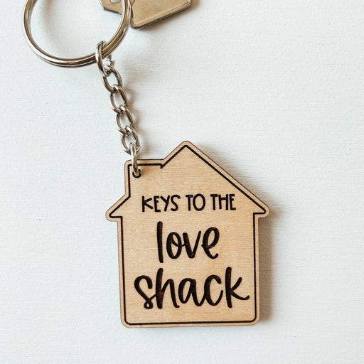 Love Shack Wooden Keychain