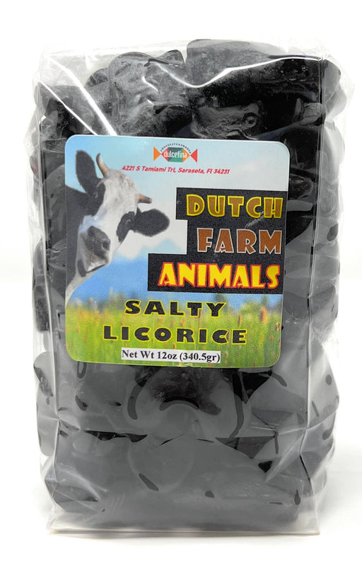 Dutch Farm Animals Black Salty Licorice 12oz Bag